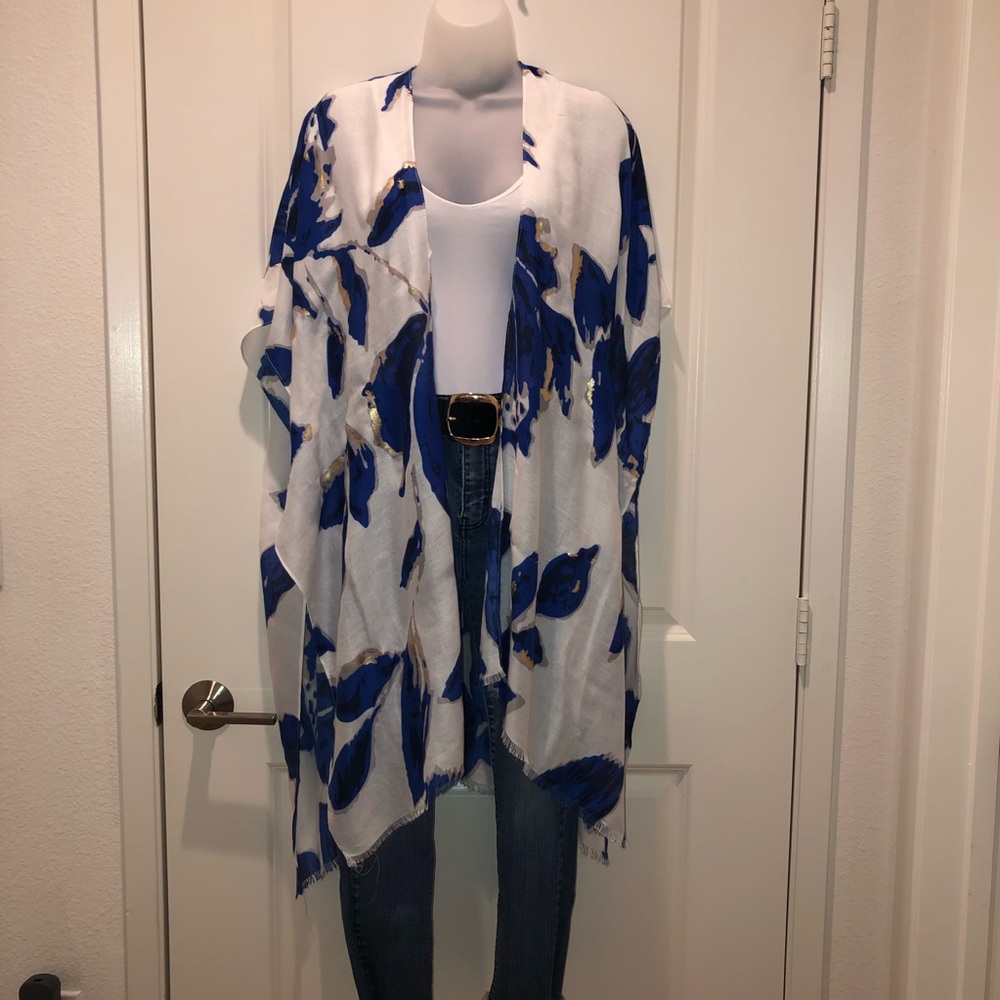 Blue White Gold Sheer Kimono